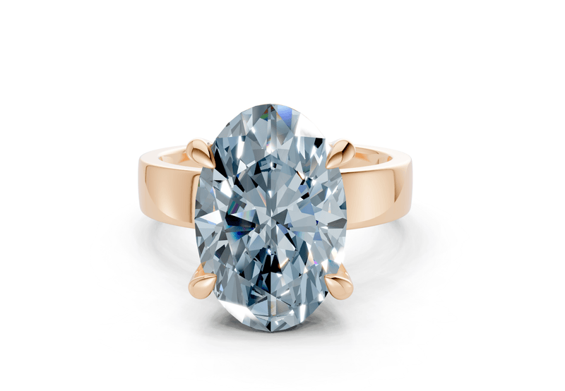 Cascade Blue Diamond Solitaire Oval Cut 4mm Engagement Ring - Ring Premier
