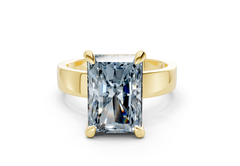 Cascade Blue Diamond Solitaire Radiant Cut 4mm Engagement Ring