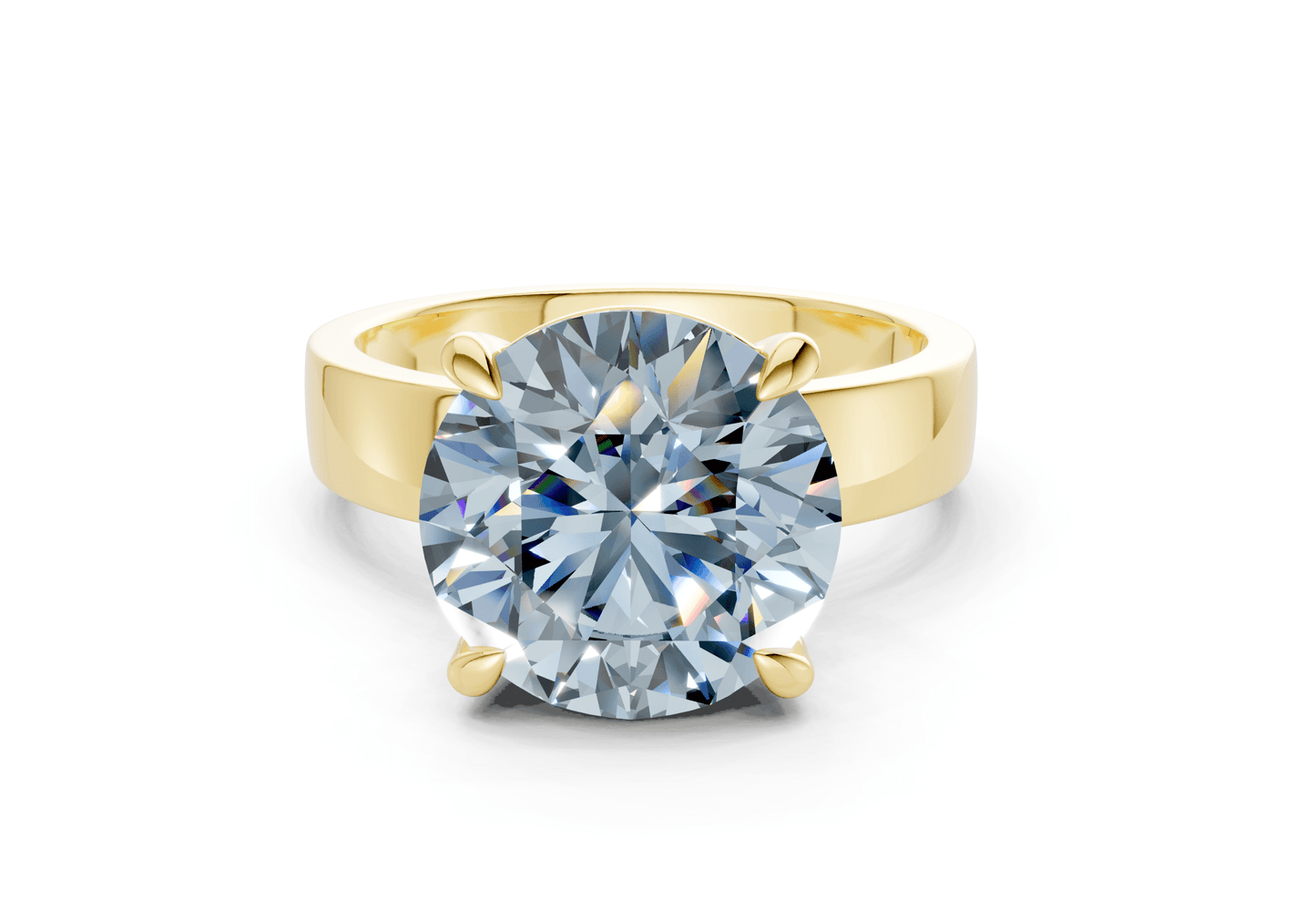 Cascade Blue Diamond Solitaire Round Cut 4mm Engagement Ring - Ring Premier
