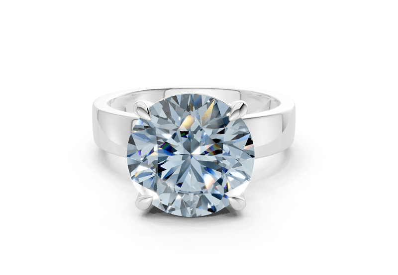 Cascade Blue Diamond Solitaire Round Cut 4mm Engagement Ring - Ring Premier