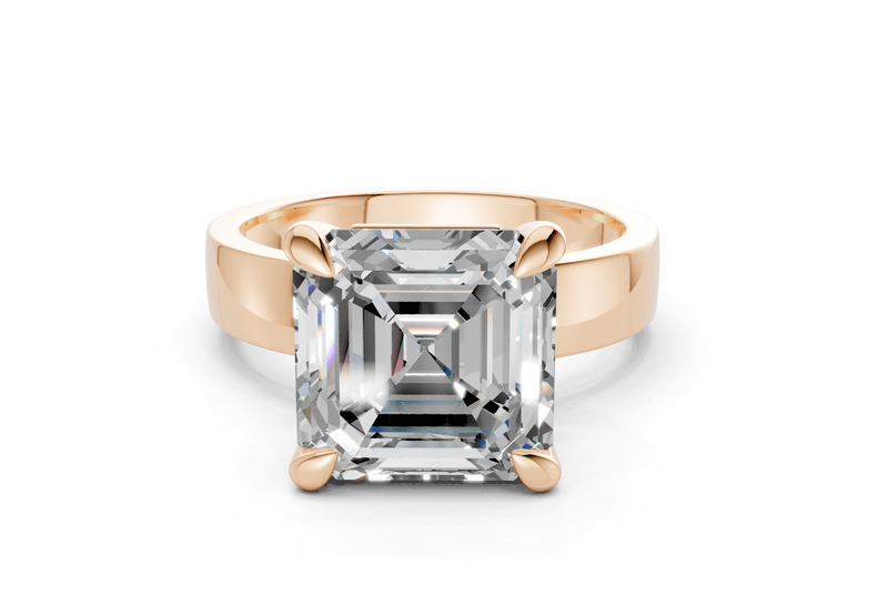 Cascade Diamond Solitaire Asscher Cut 4mm Engagement Ring - Ring Premier