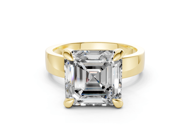Cascade Diamond Solitaire Asscher Cut 4mm Engagement Ring