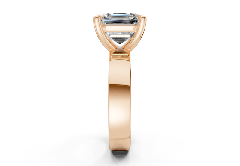 Cascade Diamond Solitaire Asscher Cut 4mm Engagement Ring - Ring Premier