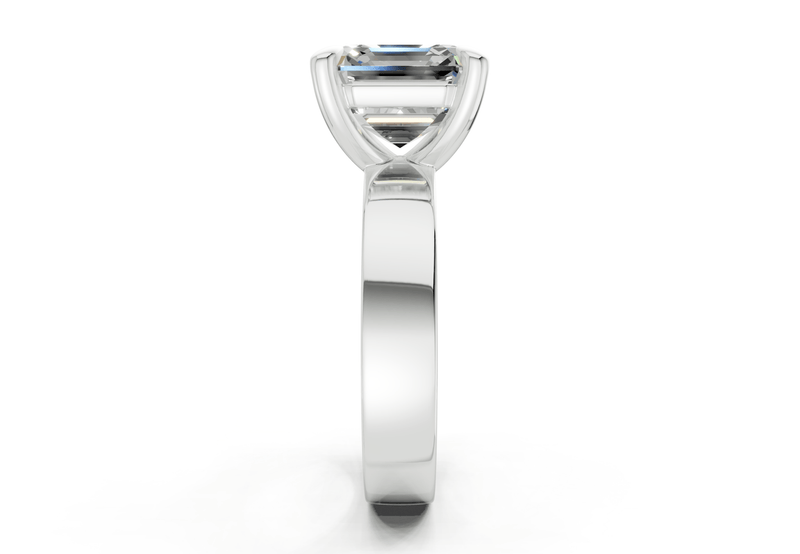 Cascade Diamond Solitaire Asscher Cut 4mm Engagement Ring - Ring Premier