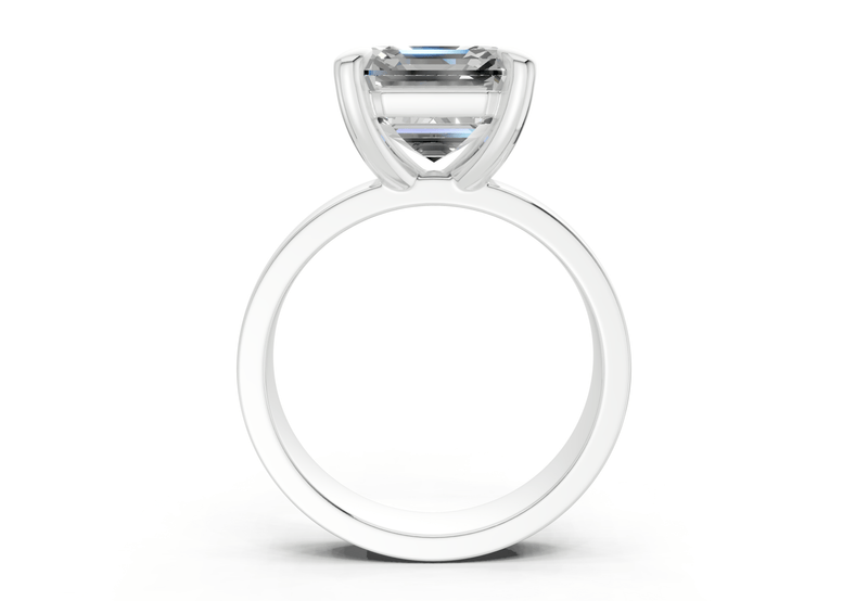 Cascade Diamond Solitaire Asscher Cut 4mm Engagement Ring - Ring Premier