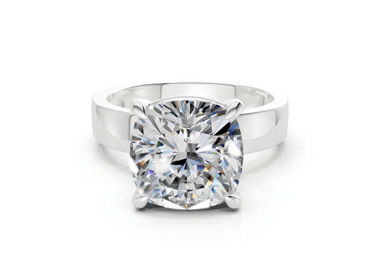 Cascade Diamond Solitaire Cushion Squareuare Cut 4mm Engagement Ring - Ring Premier