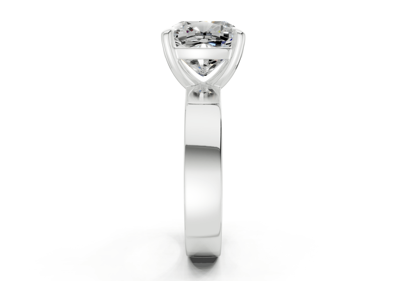 Cascade Diamond Solitaire Cushion Squareuare Cut 4mm Engagement Ring