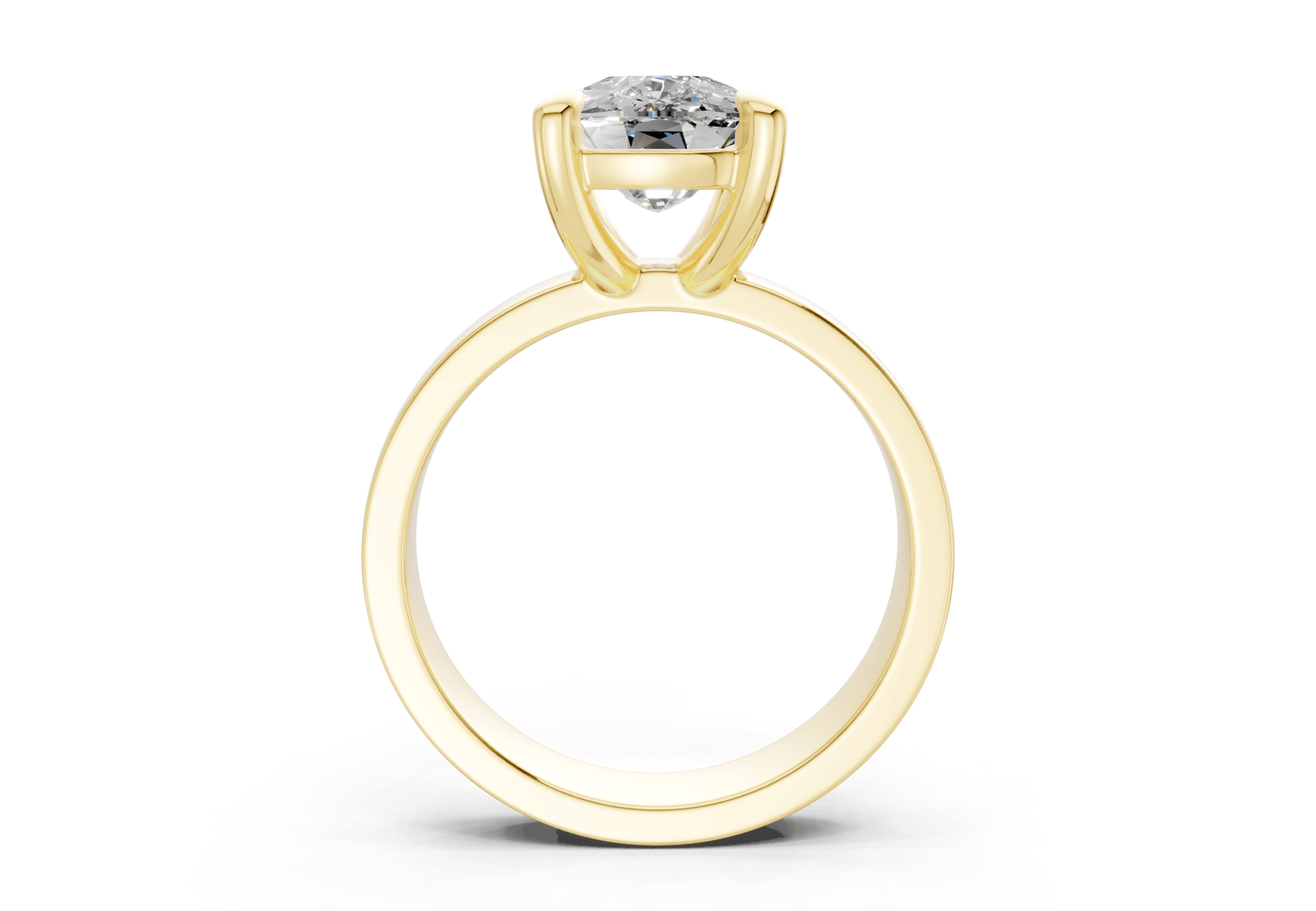 Cascade Diamond Solitaire Elongated Cushion Cut 4mm Engagement Ring