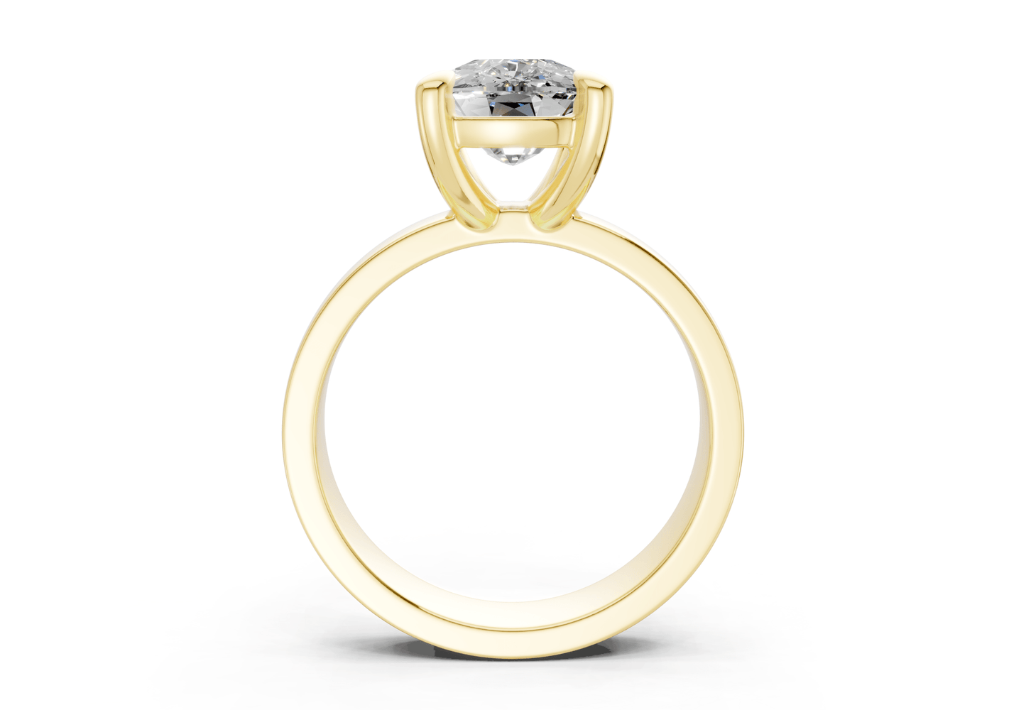 Cascade Diamond Solitaire Elongated Cushion Cut 4mm Engagement Ring - Ring Premier