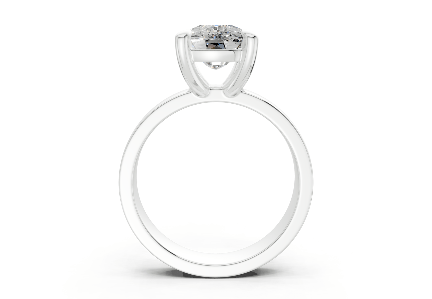 Cascade Diamond Solitaire Elongated Cushion Cut 4mm Engagement Ring
