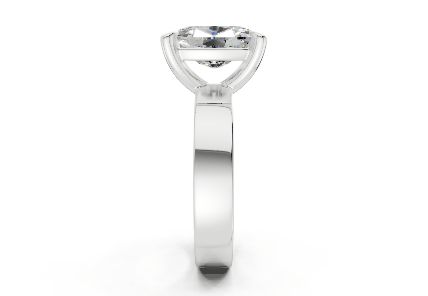 Cascade Diamond Solitaire Elongated Cushion Cut 4mm Engagement Ring