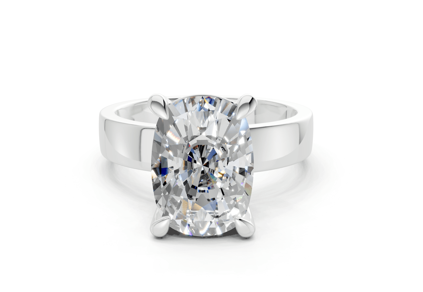 Cascade Diamond Solitaire Elongated Cushion Cut 4mm Engagement Ring