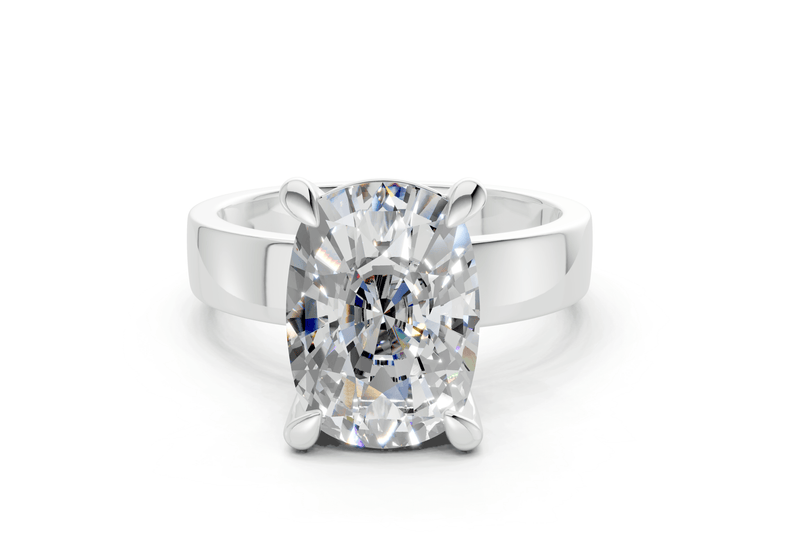 Cascade Diamond Solitaire Elongated Cushion Cut 4mm Engagement Ring - Ring Premier