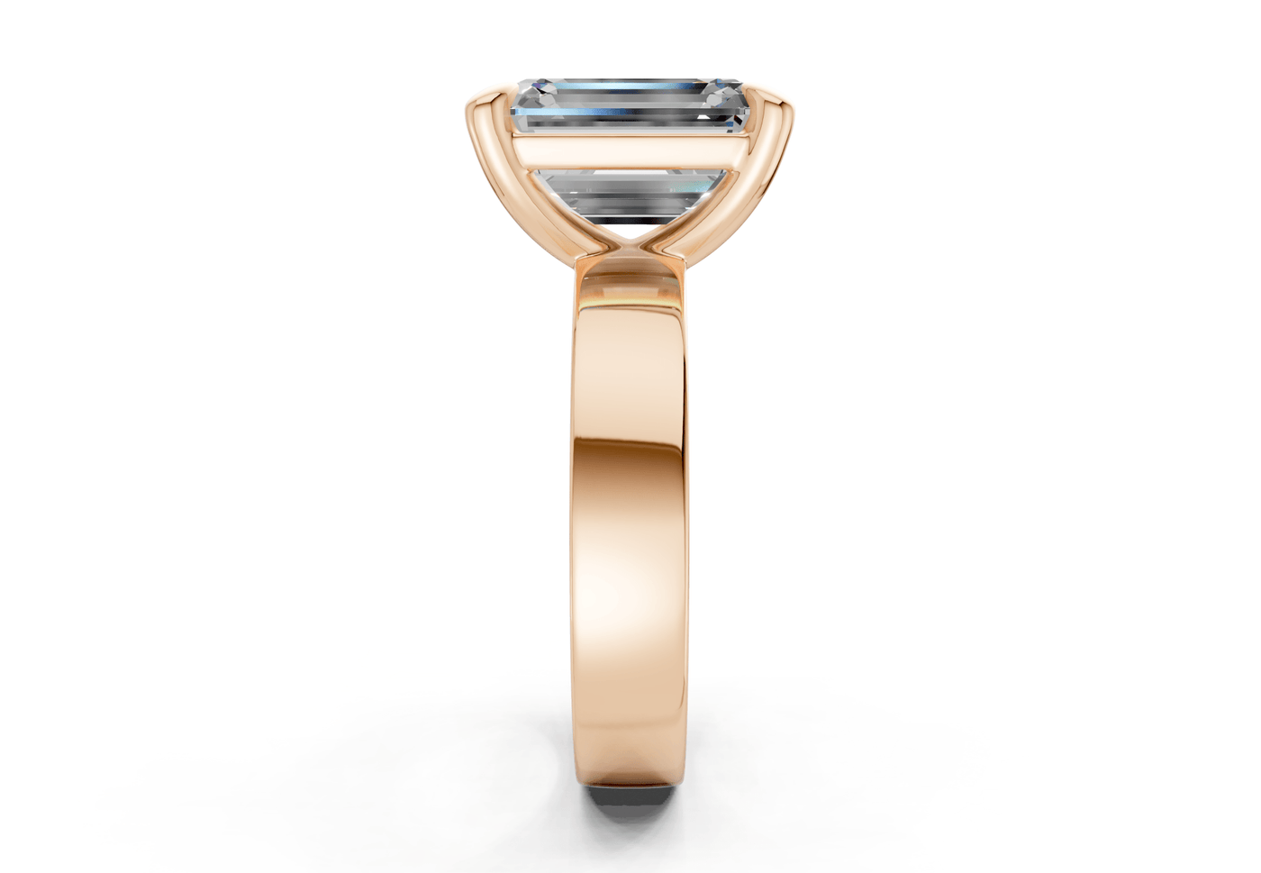 Cascade Diamond Solitaire Emerald Cut 4mm Engagement Ring