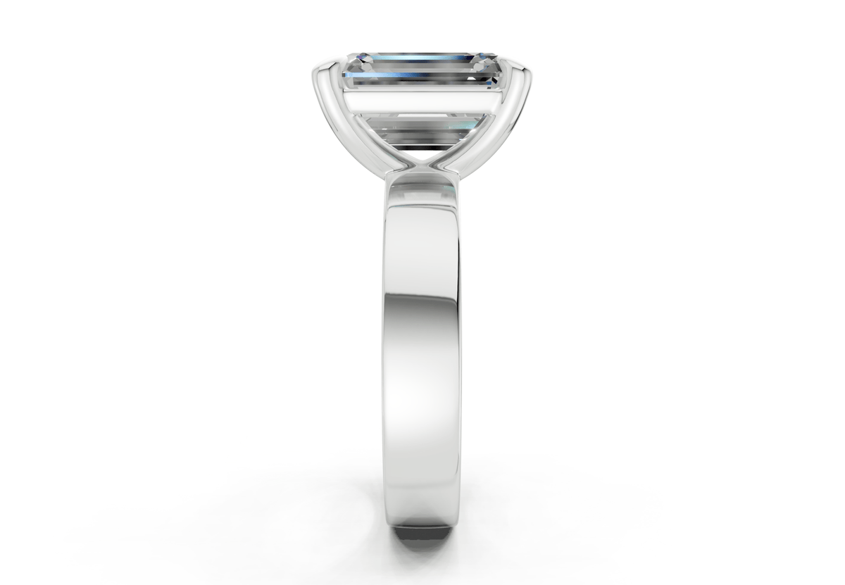 Cascade Diamond Solitaire Emerald Cut 4mm Engagement Ring