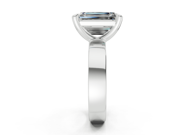 Cascade Diamond Solitaire Emerald Cut 4mm Engagement Ring - Ring Premier