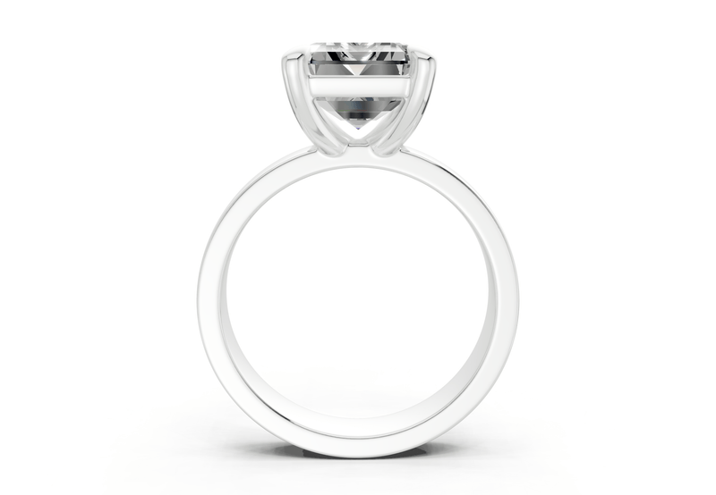 Cascade Diamond Solitaire Emerald Cut 4mm Engagement Ring - Ring Premier