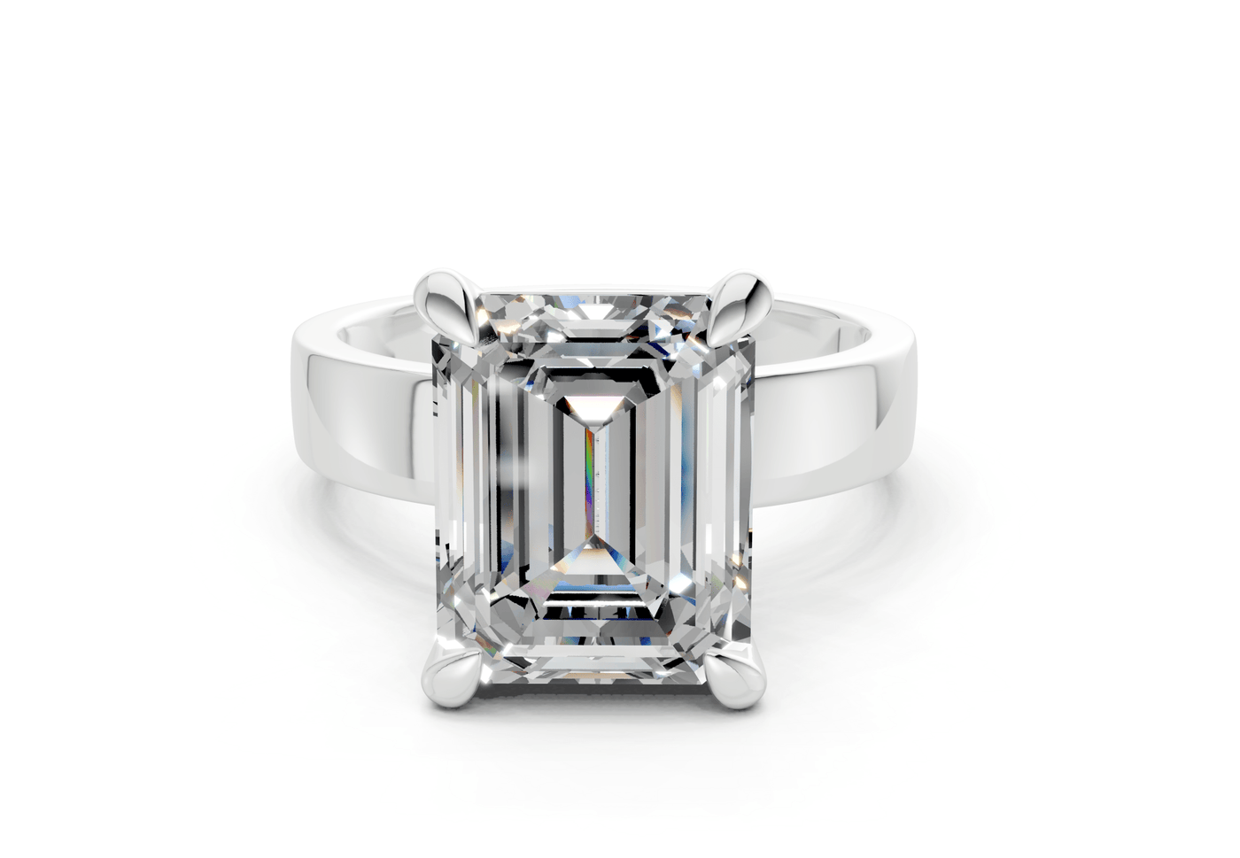 Cascade Diamond Solitaire Emerald Cut 4mm Engagement Ring