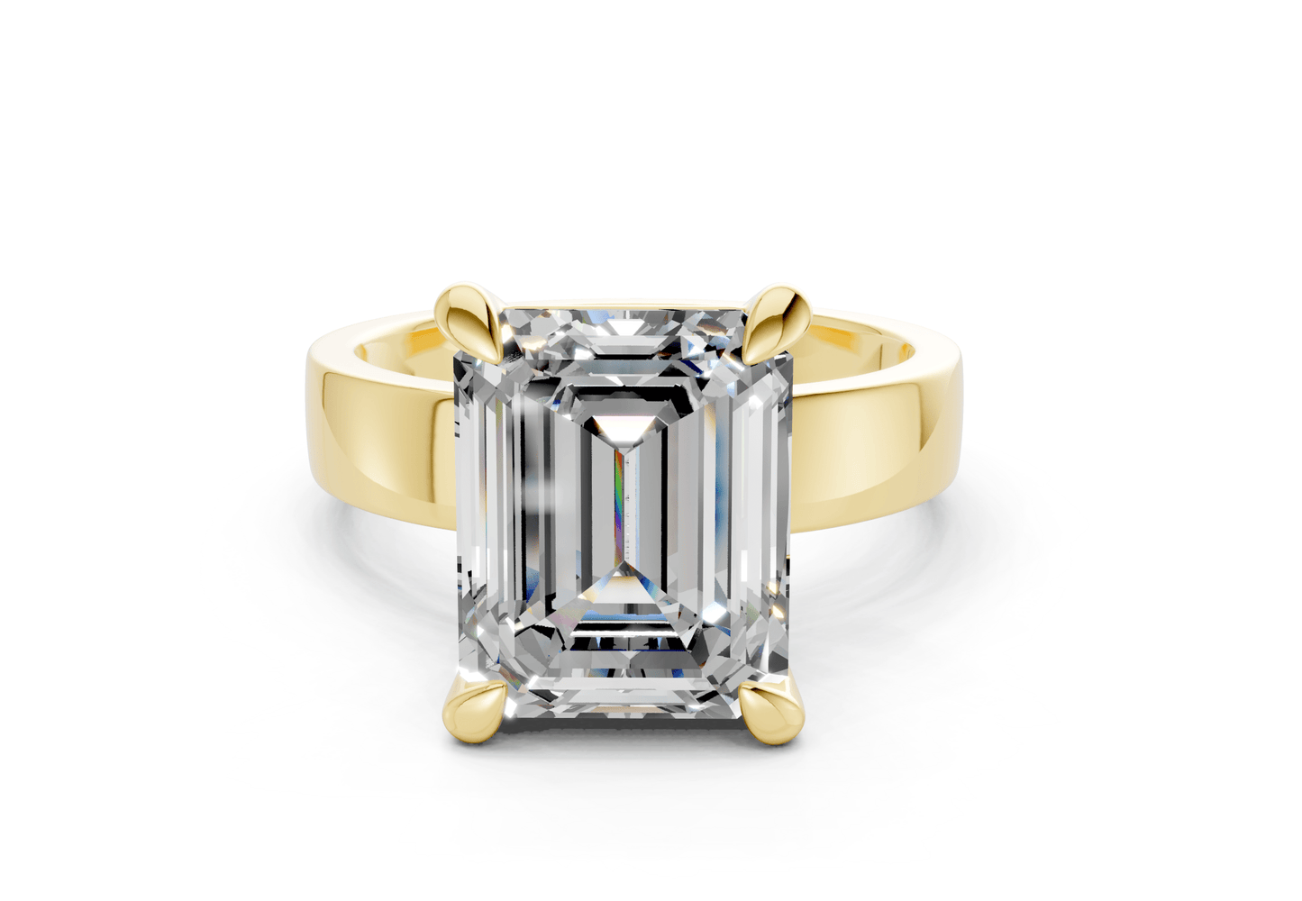 Cascade Diamond Solitaire Emerald Cut 4mm Engagement Ring - Ring Premier