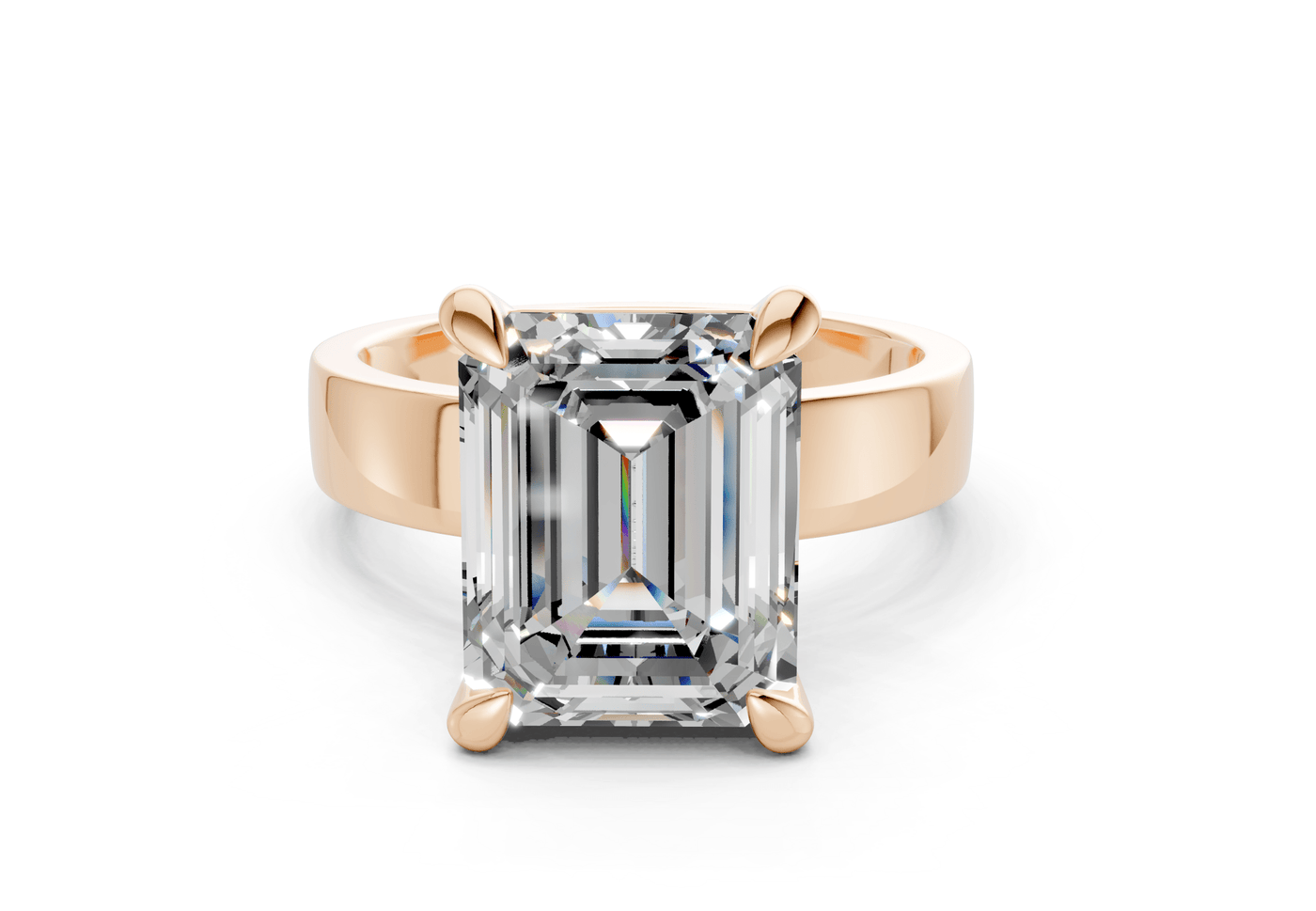 Cascade Diamond Solitaire Emerald Cut 4mm Engagement Ring