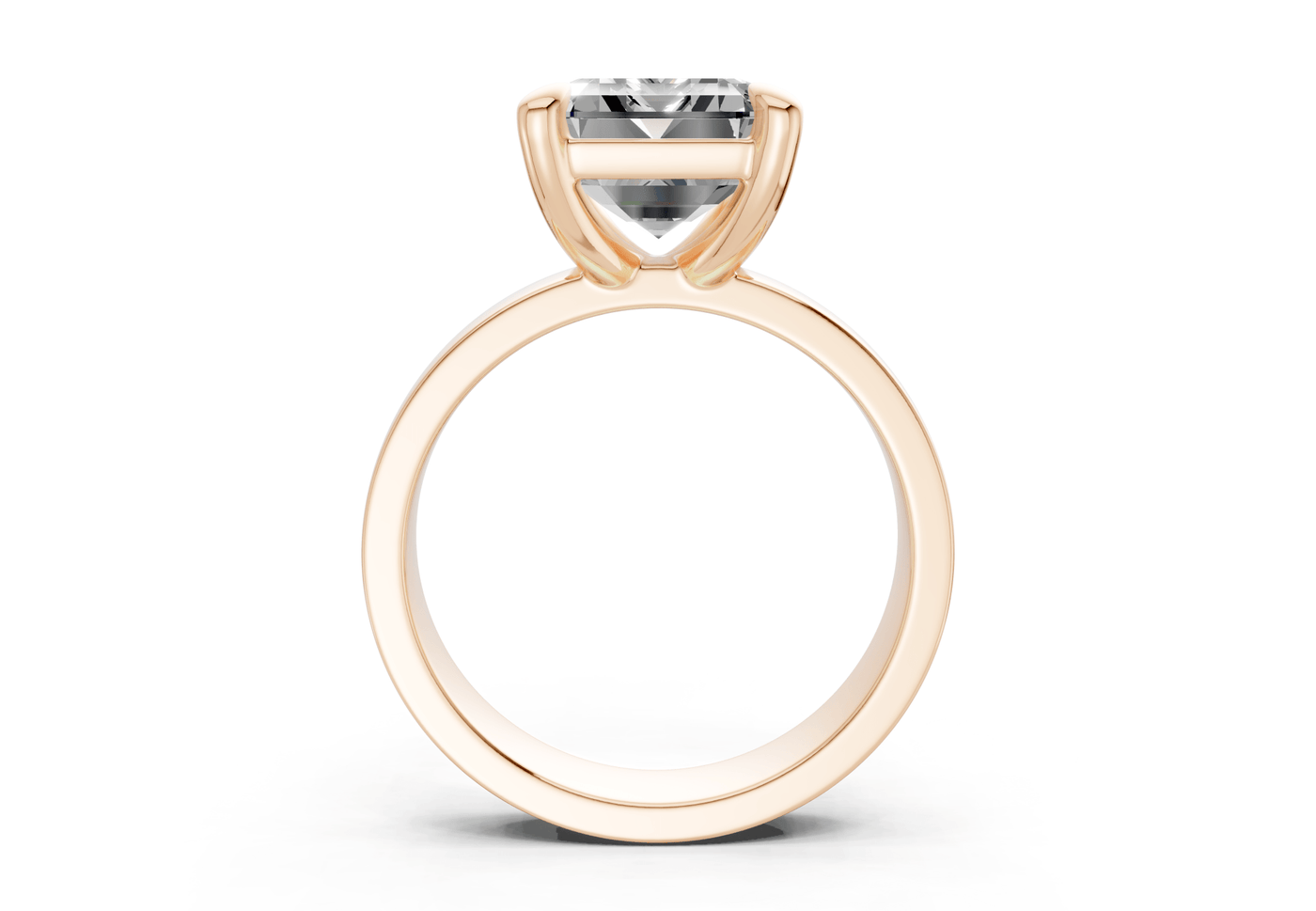 Cascade Diamond Solitaire Emerald Cut 4mm Engagement Ring