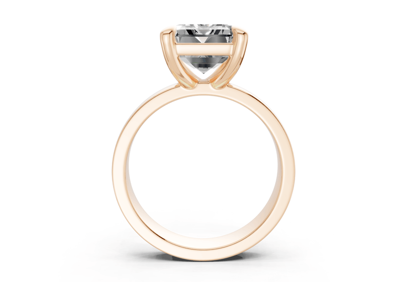Cascade Diamond Solitaire Emerald Cut 4mm Engagement Ring - Ring Premier