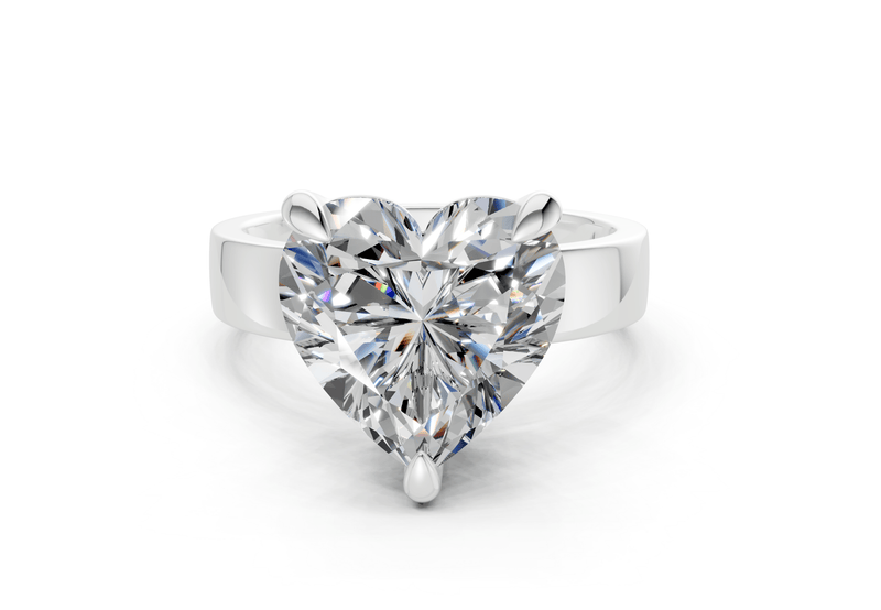 Cascade Diamond Solitaire Heart Cut 4mm Engagement Ring - Ring Premier