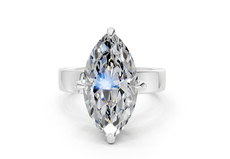 Cascade Diamond Solitaire Marquise Cut 4mm Engagement Ring - Ring Premier