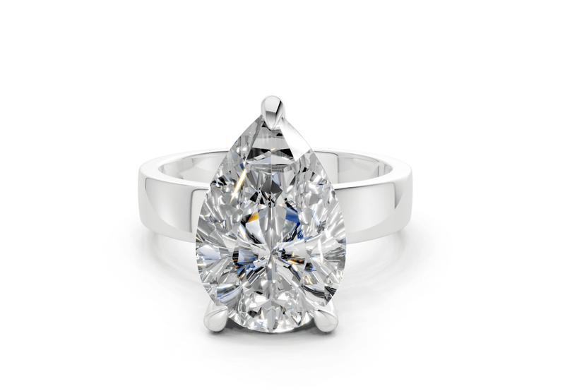 Cascade Diamond Solitaire Pear Cut 4mm Engagement Ring - Ring Premier
