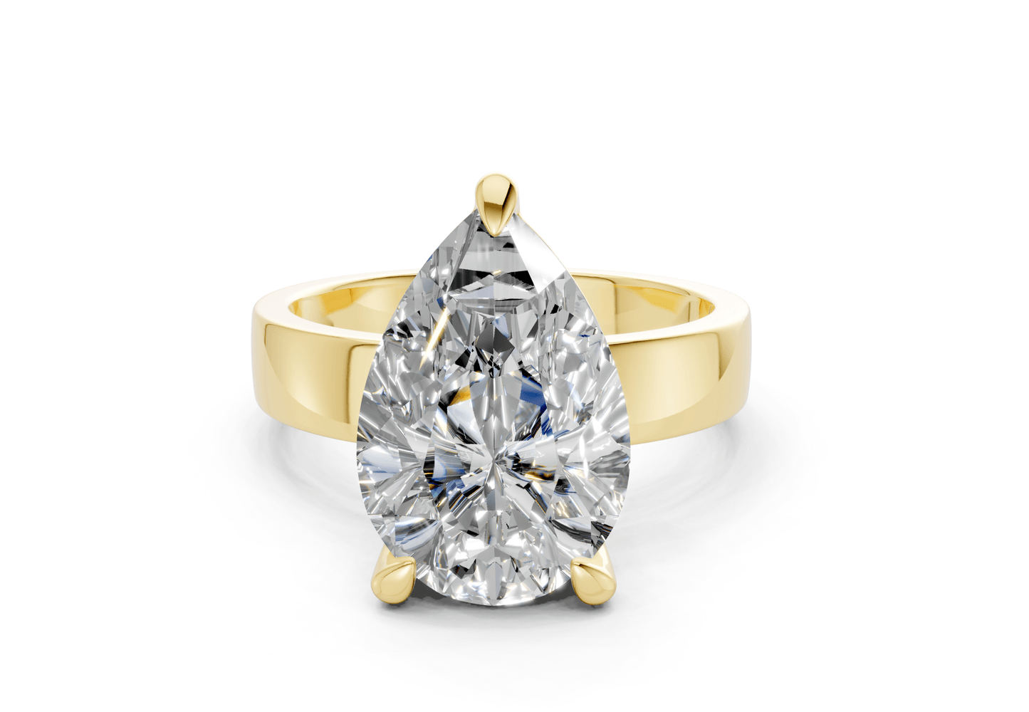 Cascade Diamond Solitaire Pear Cut 4mm Engagement Ring - Ring Premier