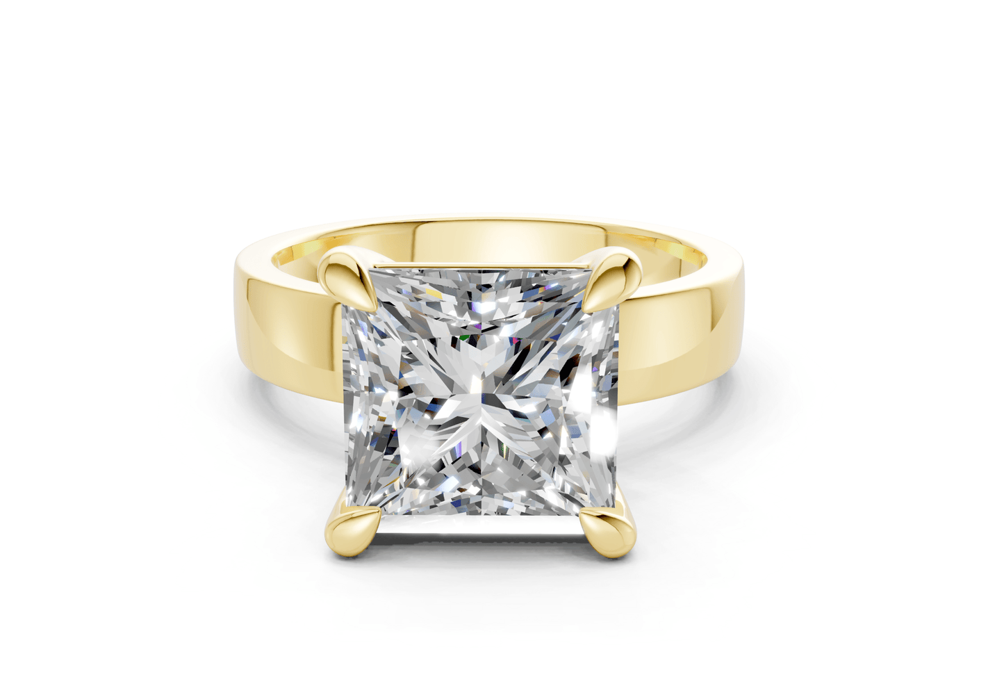Cascade Diamond Solitaire Princess Cut 4mm Engagement Ring - Ring Premier