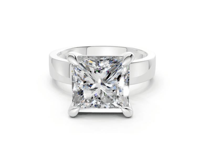 Cascade Diamond Solitaire Princess Cut 4mm Engagement Ring - Ring Premier