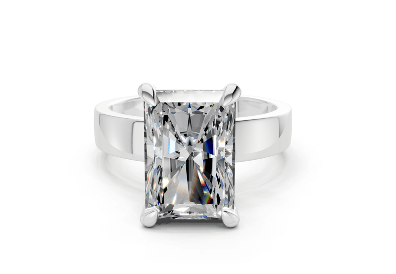Cascade Diamond Solitaire Radiant Cut 4mm Engagement Ring - Ring Premier