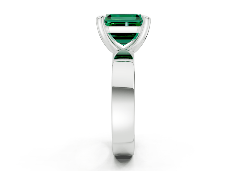 Cascade Emerald Gemstone Solitaire Asscher Cut 4mm Engagement Ring - Ring Premier