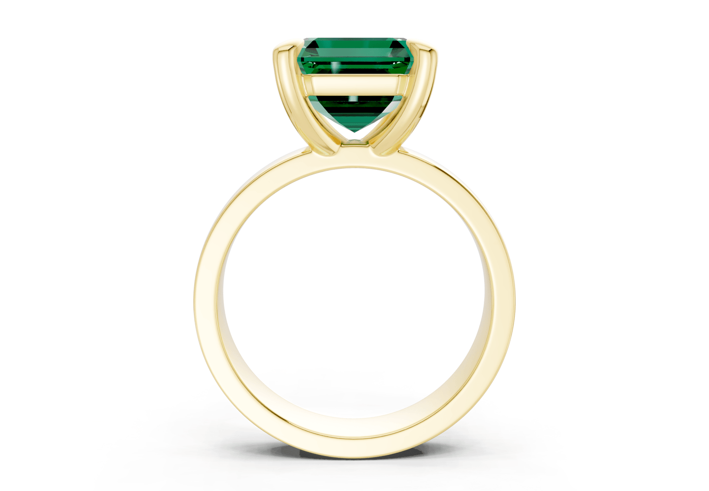 Cascade Emerald Gemstone Solitaire Asscher Cut 4mm Engagement Ring - Ring Premier