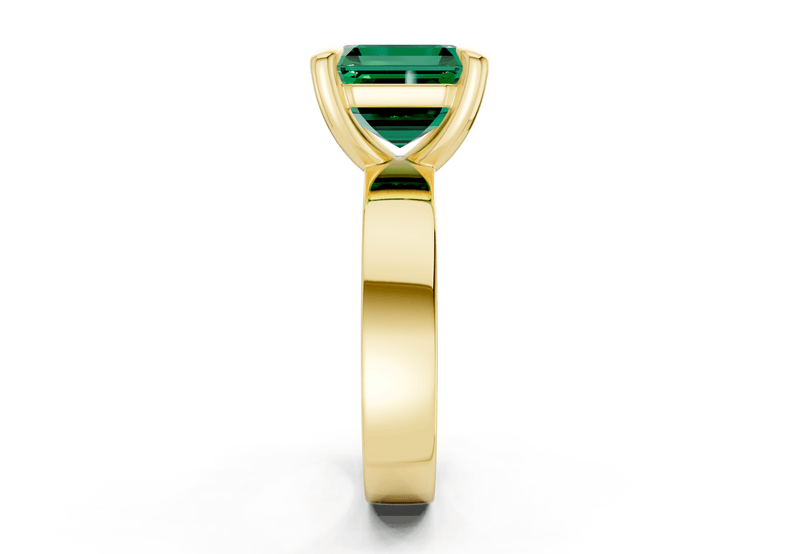 Cascade Emerald Gemstone Solitaire Asscher Cut 4mm Engagement Ring - Ring Premier