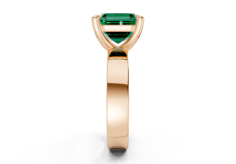 Cascade Emerald Gemstone Solitaire Asscher Cut 4mm Engagement Ring - Ring Premier