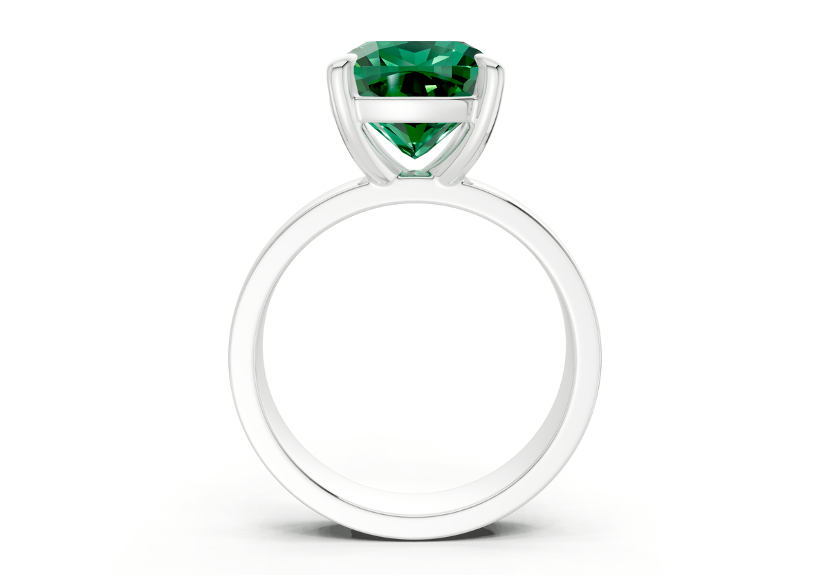 Cascade Emerald Gemstone Solitaire Cushion Squareuare Cut 4mm Engagement Ring