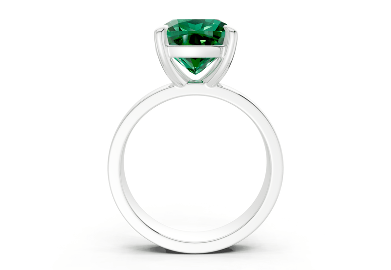 Cascade Emerald Gemstone Solitaire Cushion Squareuare Cut 4mm Engagement Ring - Ring Premier