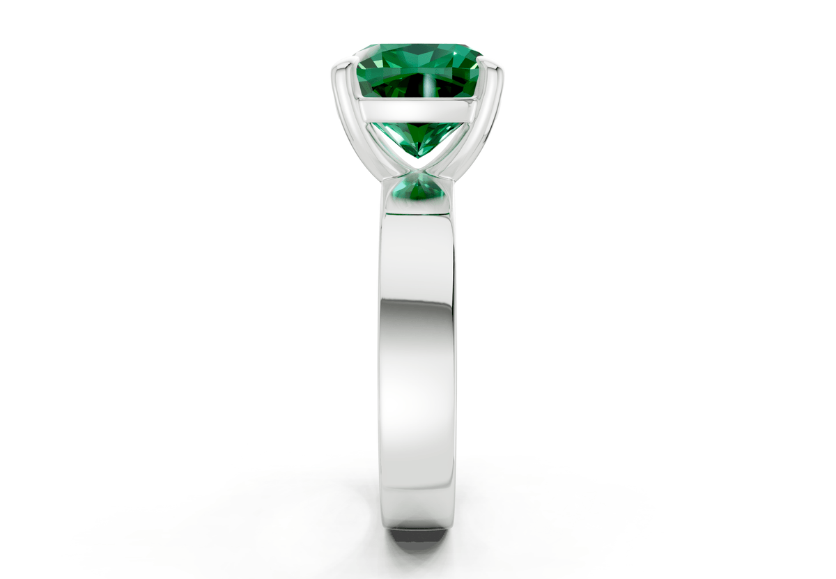 Cascade Emerald Gemstone Solitaire Cushion Squareuare Cut 4mm Engagement Ring
