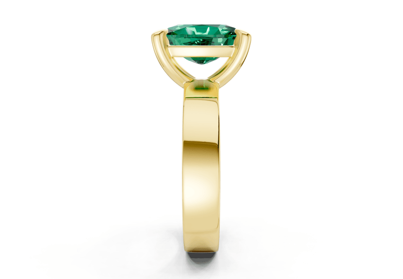 Cascade Emerald Gemstone Solitaire Elongated Cushion Cut 4mm Engagement Ring - Ring Premier