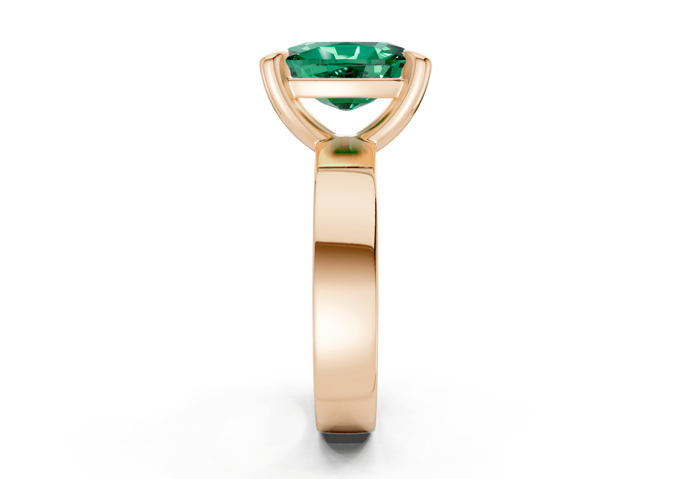Cascade Emerald Gemstone Solitaire Elongated Cushion Cut 4mm Engagement Ring