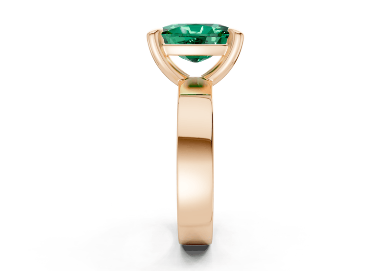 Cascade Emerald Gemstone Solitaire Elongated Cushion Cut 4mm Engagement Ring - Ring Premier
