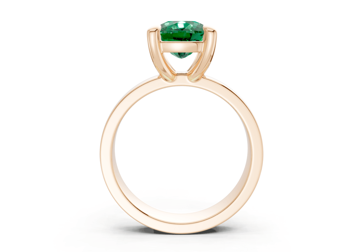 Cascade Emerald Gemstone Solitaire Elongated Cushion Cut 4mm Engagement Ring