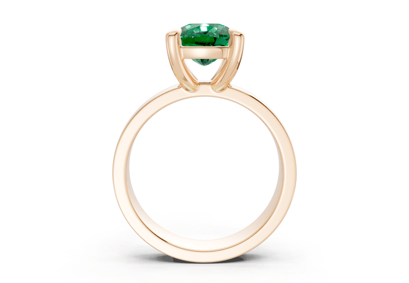 Cascade Emerald Gemstone Solitaire Elongated Cushion Cut 4mm Engagement Ring - Ring Premier