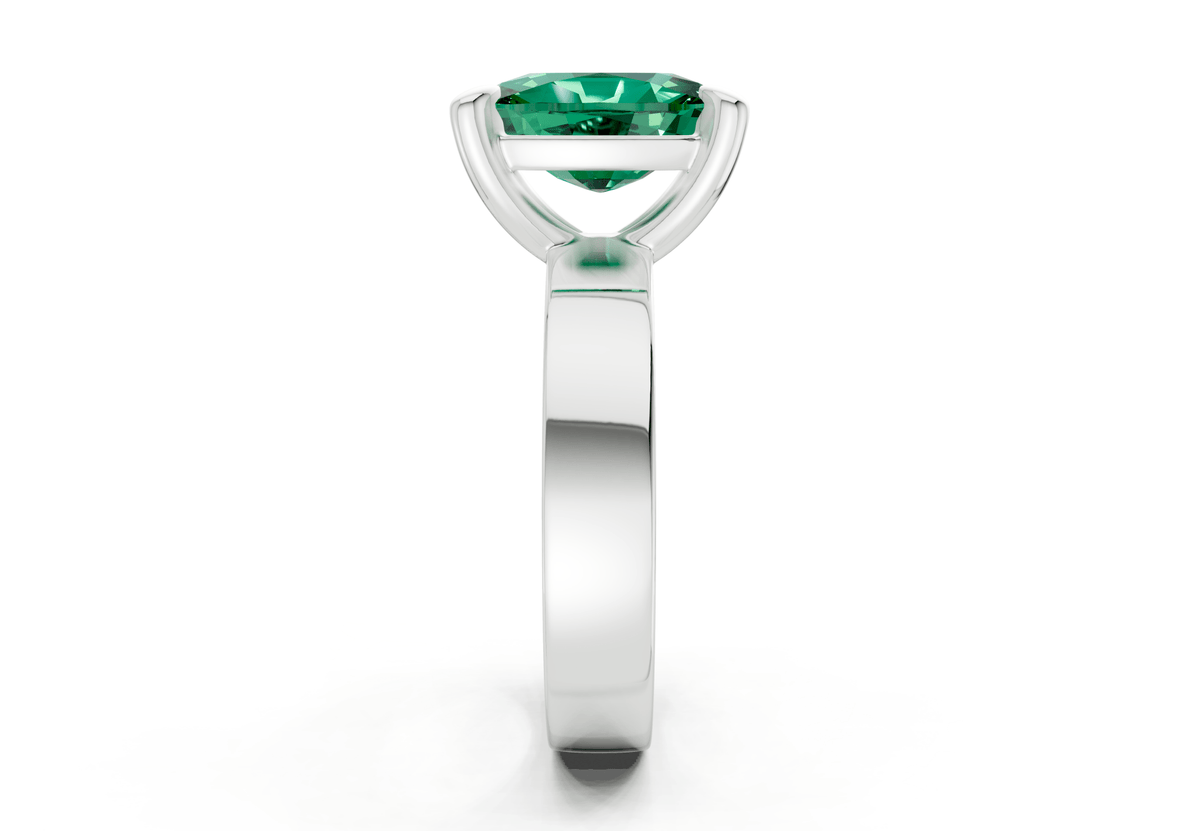 Cascade Emerald Gemstone Solitaire Elongated Cushion Cut 4mm Engagement Ring