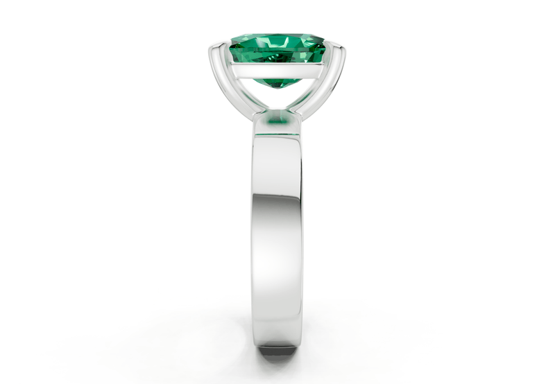 Cascade Emerald Gemstone Solitaire Elongated Cushion Cut 4mm Engagement Ring - Ring Premier
