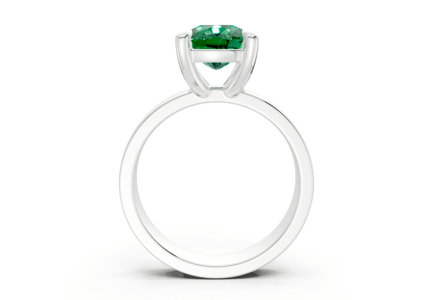 Cascade Emerald Gemstone Solitaire Elongated Cushion Cut 4mm Engagement Ring