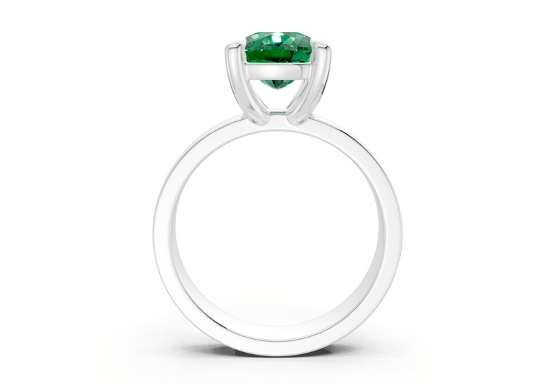 Cascade Emerald Gemstone Solitaire Elongated Cushion Cut 4mm Engagement Ring - Ring Premier