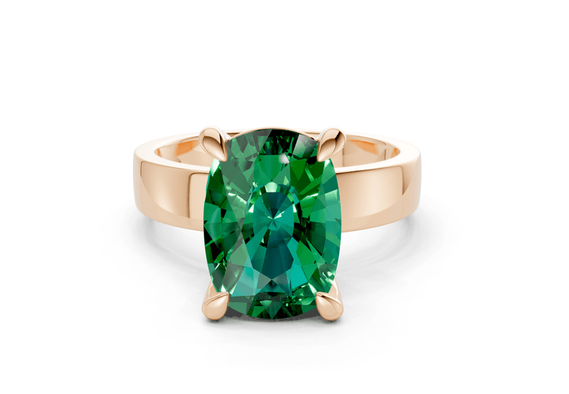 Cascade Emerald Gemstone Solitaire Elongated Cushion Cut 4mm Engagement Ring - Ring Premier